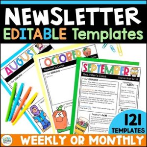 Editable Newsletter Templates Weekly or Monthly Classroom Newsletters