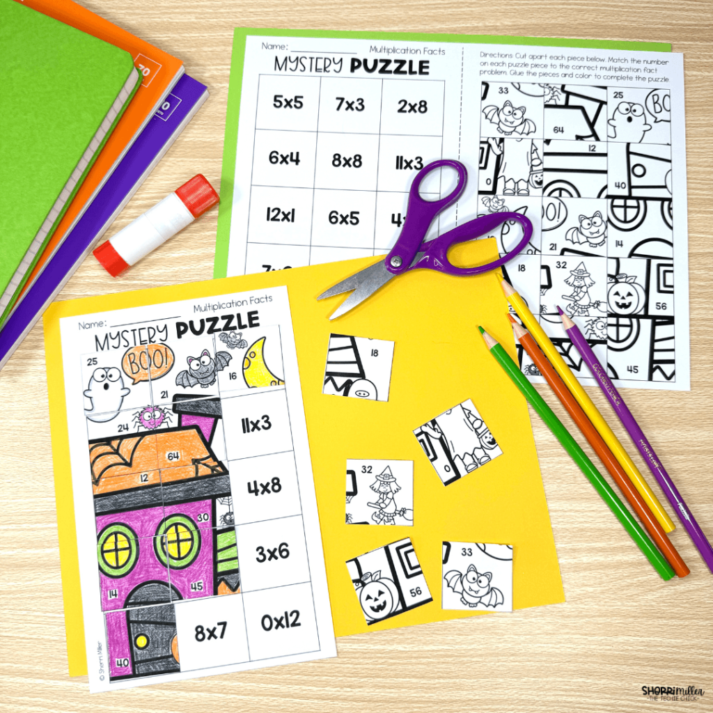 Halloween Math Free Multiplication Puzzle